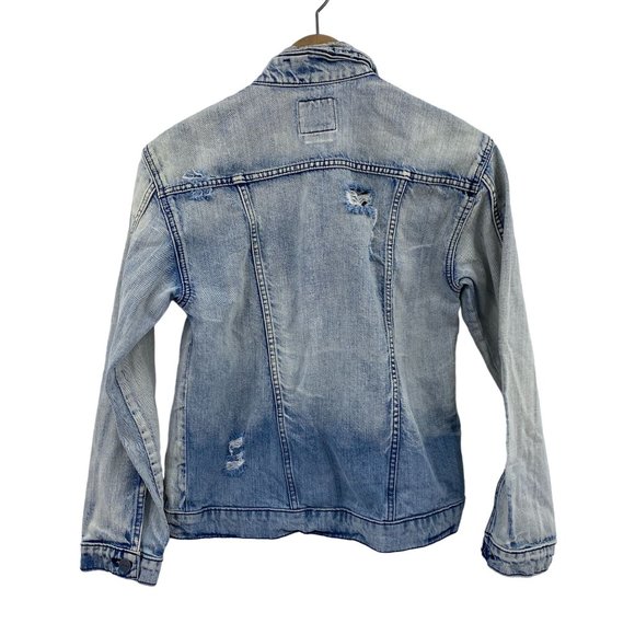 RVCA Mens denim jacket size small unisex light wash cotton distressed - Picture 10 of 13